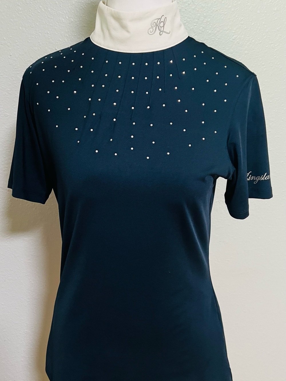 Kingsland Navy Short Sleeve Polo with Stud Detail
